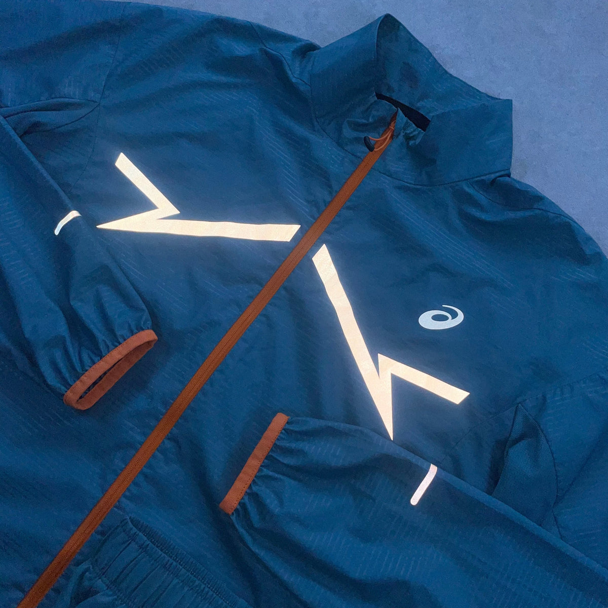 Asics Lite-Show Mens Jacket Short Set "Denim Blue" (Mens Size Small)