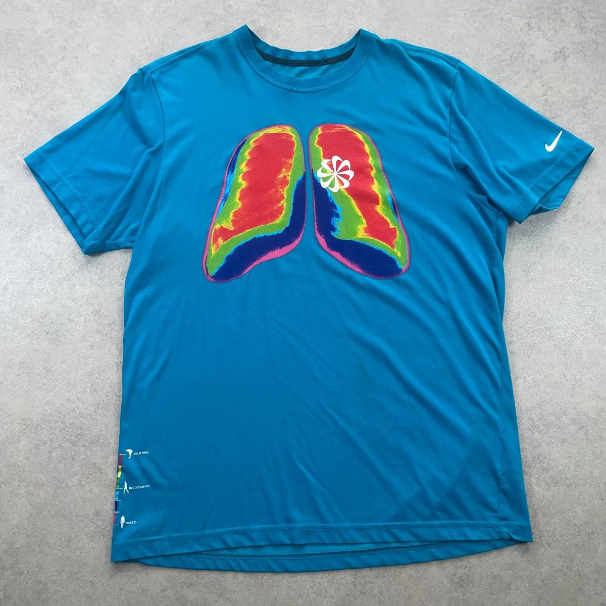NIKE KOSZULKA Lungs Pinwheel Dri-fit Running T-shirt “Blue” (Size Large Mens)