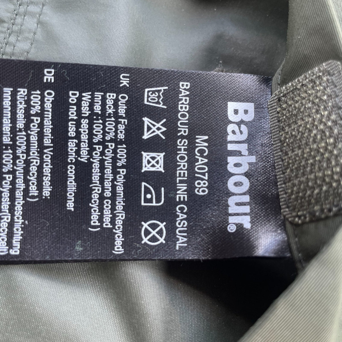 Barbour Shoreline Hooded Jacket "Olive Green" (Mens Size XL)